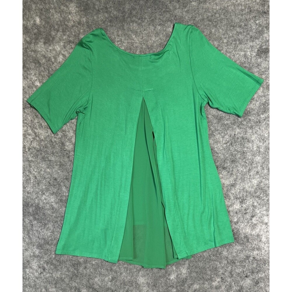 Kim & Cami Tunic Top Women's 1X Semi Sheer Tunic Blouse Green - Picture 4 of 13